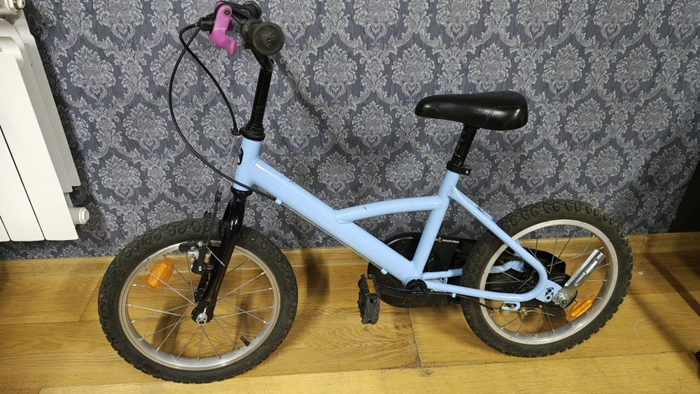 Rower dla dzieci 16" + kółka podtrzymujące  + drążek do nauki jazdy