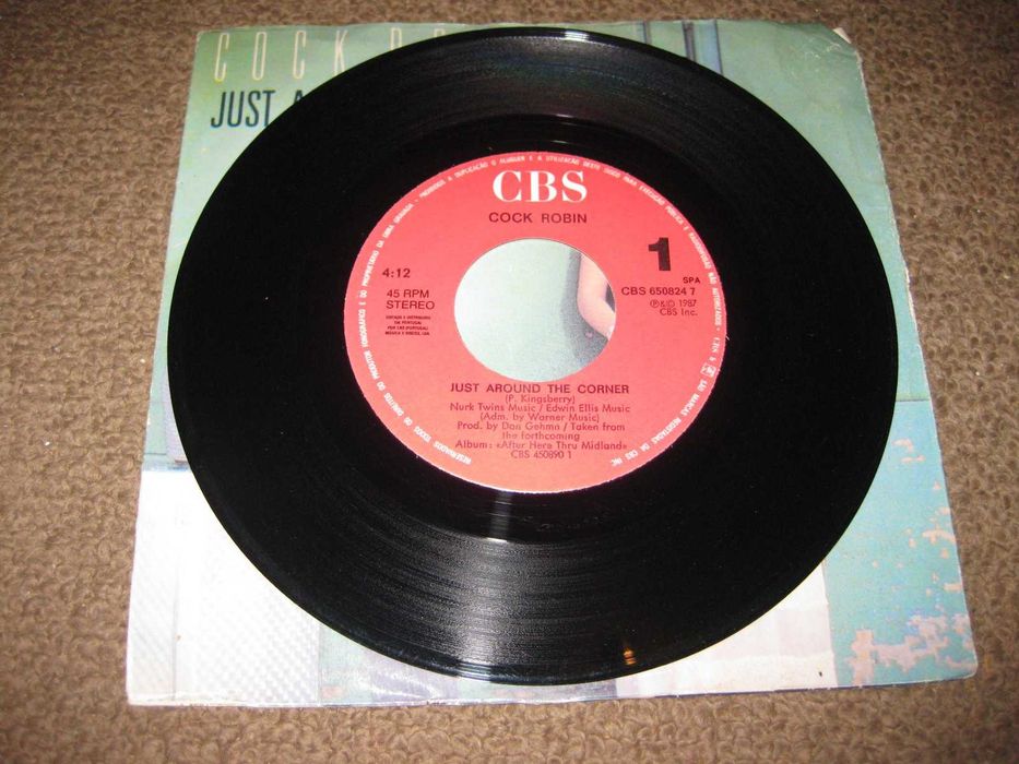 Vinil Single 45 rpm dos Cock Robin "Just Around The Corner"