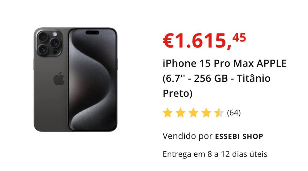 iPhone 15 Pro Max 256GB - Preto Titânio - Como Novo