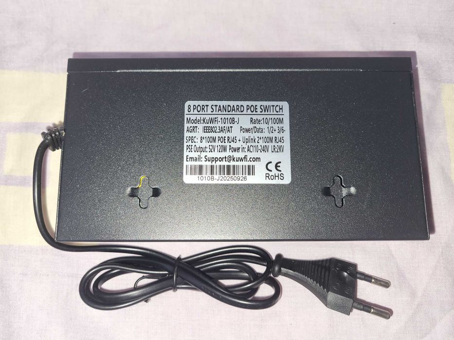 PoE Switch 52V KuWfi 1010B-J 8 Port 10/100Mbps Комутатор