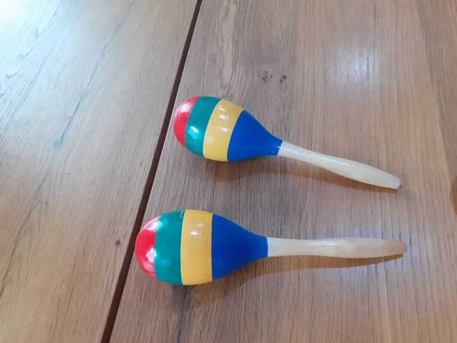 Marakasy drewniane grzechotki 2 sztuki długość 22 cm