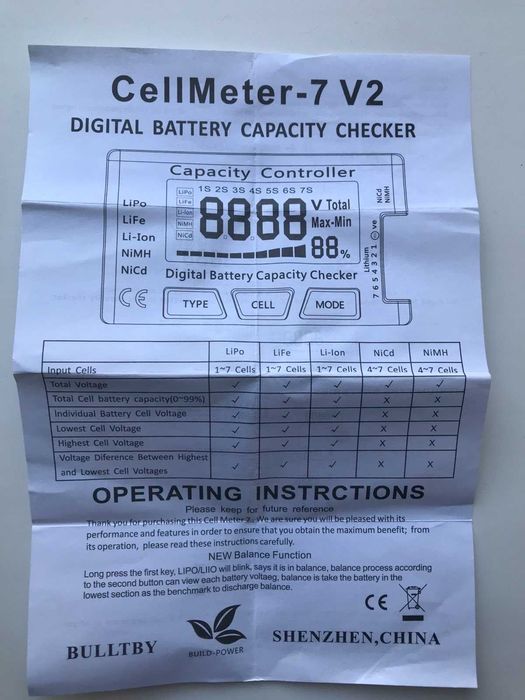 Універсальний індикатор ємності LiPo, LiFe, Li-ion, NiMH, Nicd