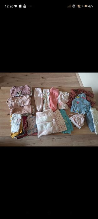 Paka ubrań 98 szt, zestaw ubrań, komplet, ubranka 62 ,ubranka dziewczęce, ubranka dziecięce