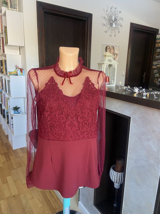 Burgundowa elegancka bluzka