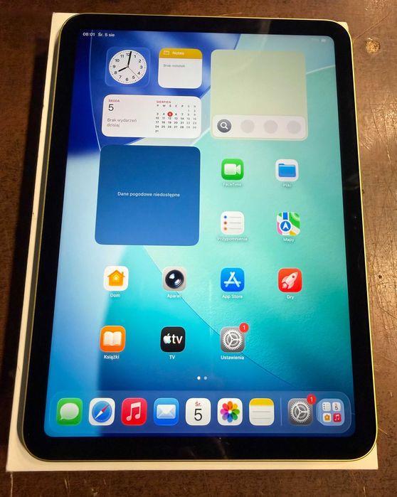 Tablet Apple iPad 11 A3354 128GB Wi-Fi Żółty / Bateria: 100% / Gwarancja