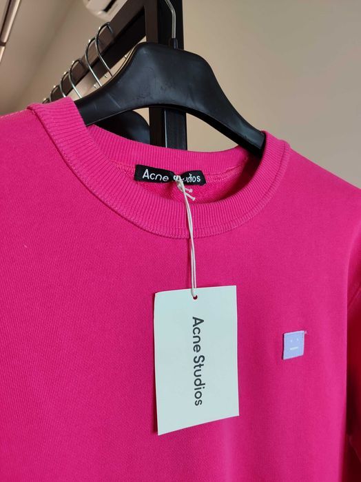 Світшот Acne Studios Face Patch Crewneck Sweatshirt Neon Pink