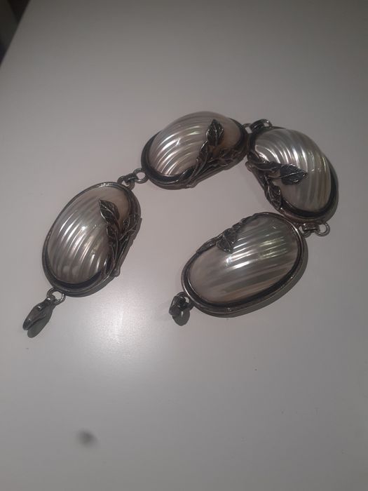 Srebrna bransoletka damska masa perłowa