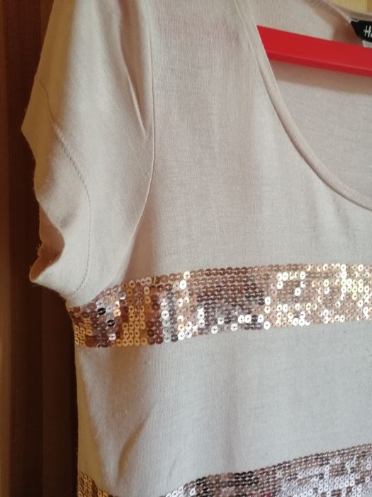 Bladoróżowa/beżowa bluzka z cekinami