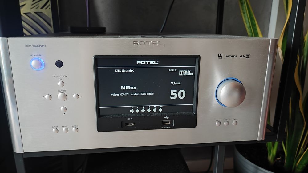 Amplituner Rotel RAP-1580 MK II DIRAC pilot mikrofon karton dowod zaku