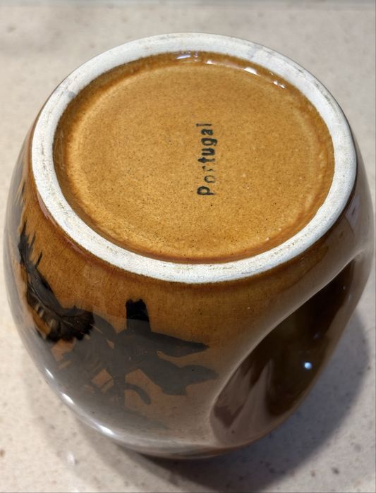 Rara caneca em cerâmica portuguesa (Secla?) pintada à mão - peixe