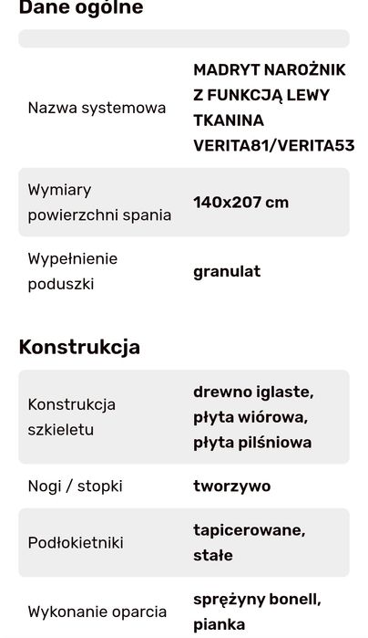 MADRYT Narożnik z pufami i barkiem, szary, prawy