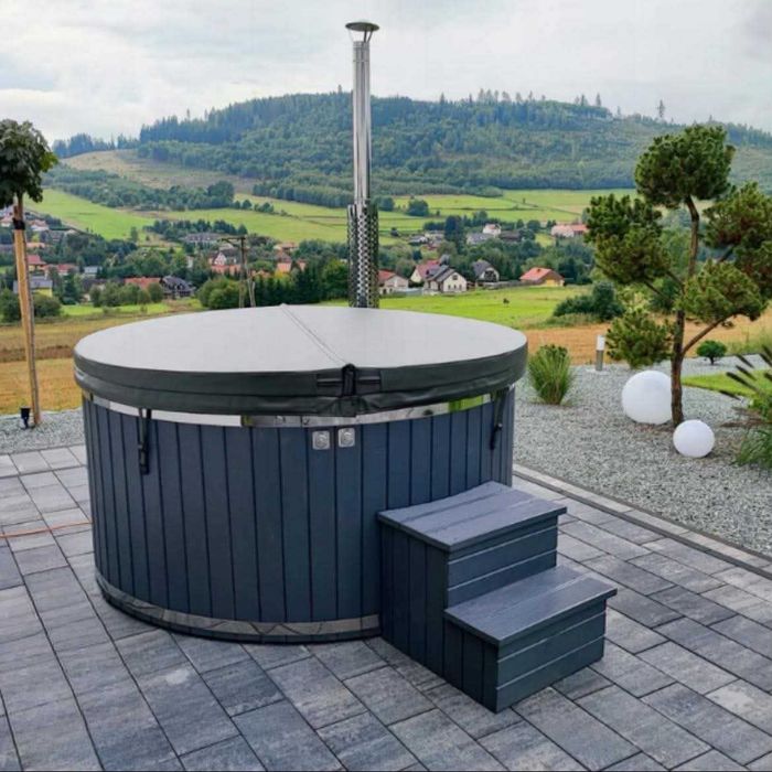 Balia do samodzielnego montażu z piecem hydromasażem zrób to sam DIY bania – wkład akrylowy okrągły 200 cm zestaw majsterkowicza zrob jacuzzi sam