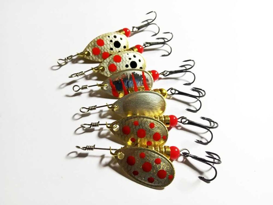 Błystki obrotowe zestaw obrotówki srebrne Ubik okoń pstrąg szczupak