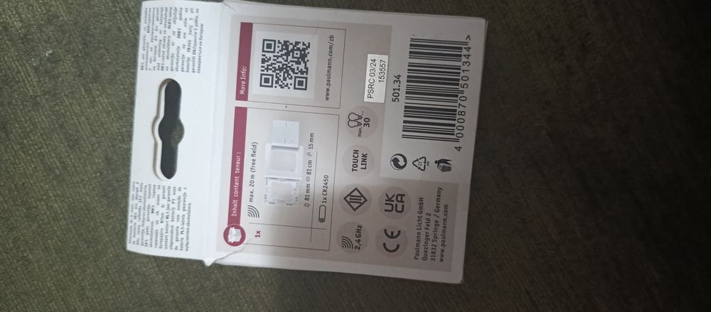 Paulmann Przełącznik Przycisk ścienny Smart Home Zigbee on/off Ściemniacz 2,4 GHz