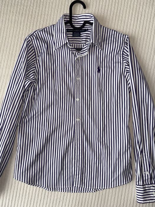 Ralph Lauren bluzka z dlugim rękawem fioletowo- biała