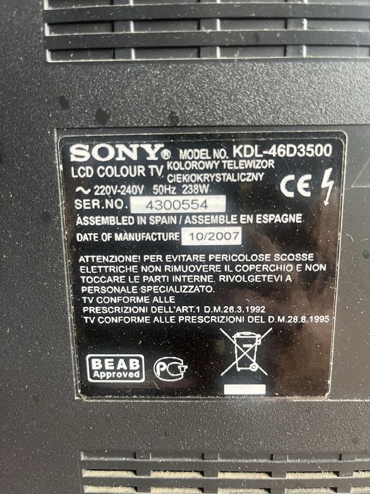 Telewizor Sony 46 cali KDL-46D3500