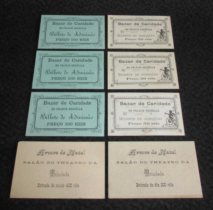 Bilhetes de Admissão Bazar de Caridade século XIX