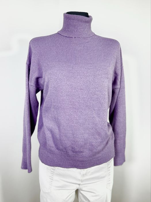 Golf damski fioletowy sweter M 38 Basic miękki Basic wrzosowy lawendow