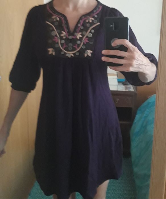 Vestido largo de malha de cor roxa (S)