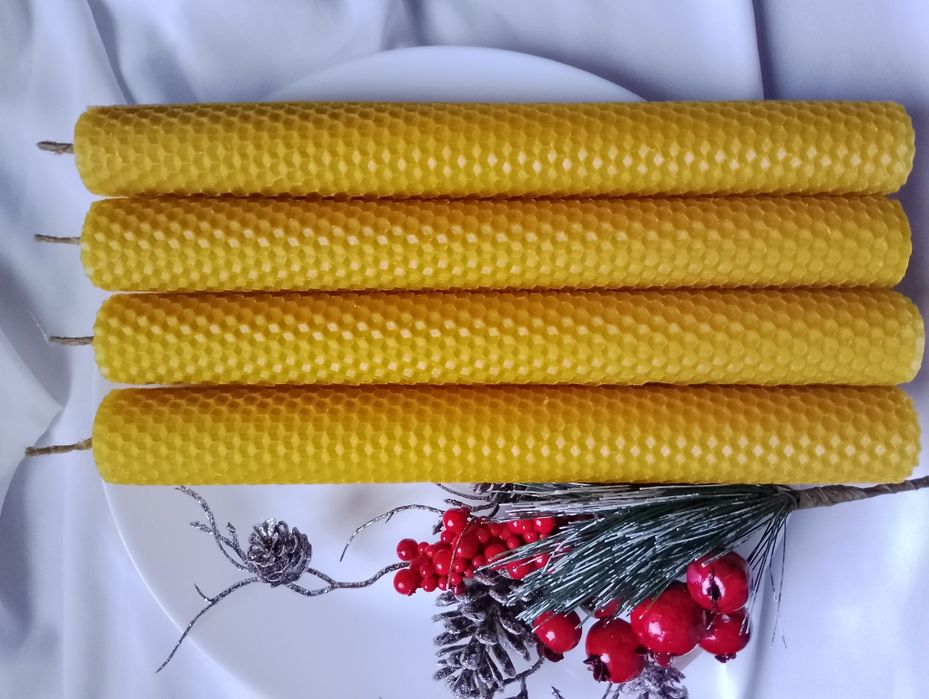 Свічки, свечи воскові з вощини, ручної роботи