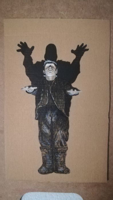 Frankenstein desenho a pastel e tinta-da-china sobre cartolina 24,2x15