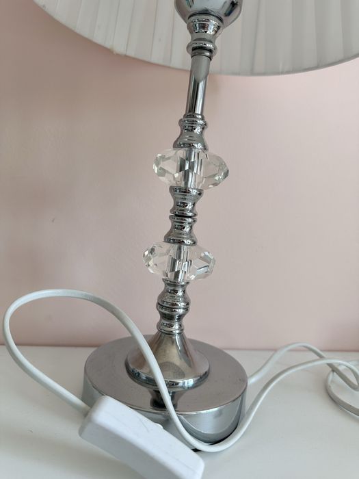 Lampka nocna glamour z krysztalami srebrna
