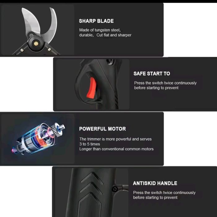 Tesoura poda podar a bateria 21v 2 baterias