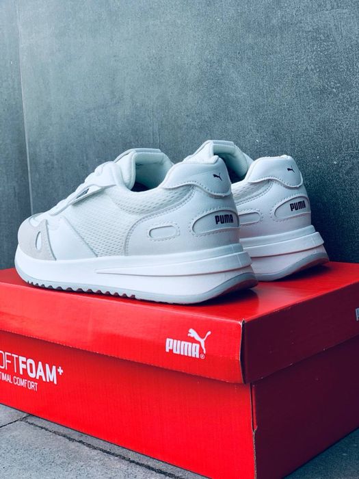 Легкі дихаючі кросівки Puma на літо • кожані жіночі кросовки пума зручні• ортопедична устілка • мяка підошва кросовки пума