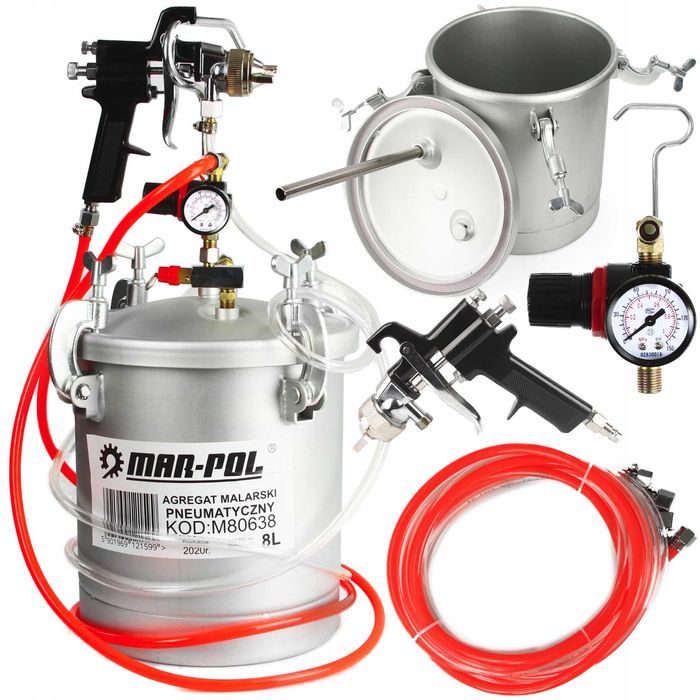 Agregat malarski pneumatyczny 8L z pistoletem MAR-POL M80638
