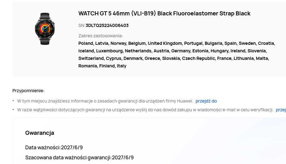 Smartwatch HUAWEI Watch GT 5 Active 46mm Gwarancja Czarny fluoroscencyjny pasek