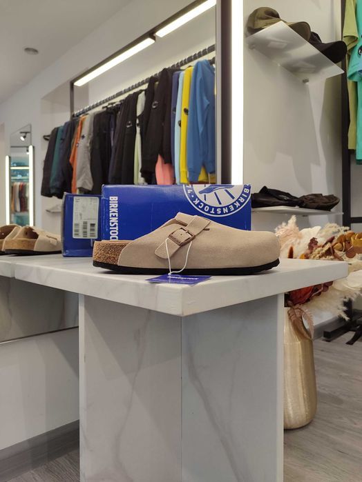 Сабо Birkenstock Boston Soft Footbed Suede Leather Latte Cream