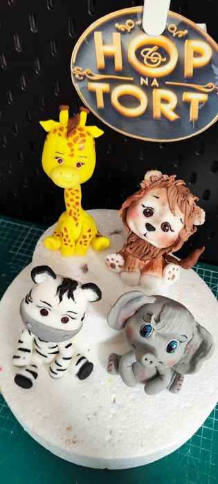 Safari figurki dekoracyjne ozdoby na tort z masy cukrowej