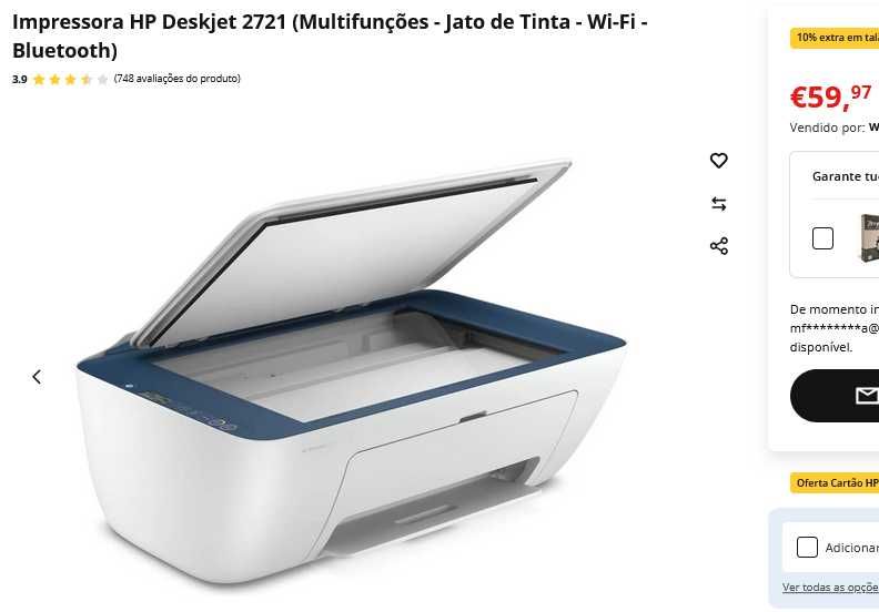 Impressora multifunções HP nova