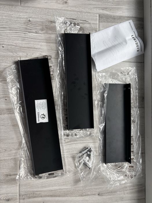3 metalowe półki LFS12/012 – czarne, NOWE