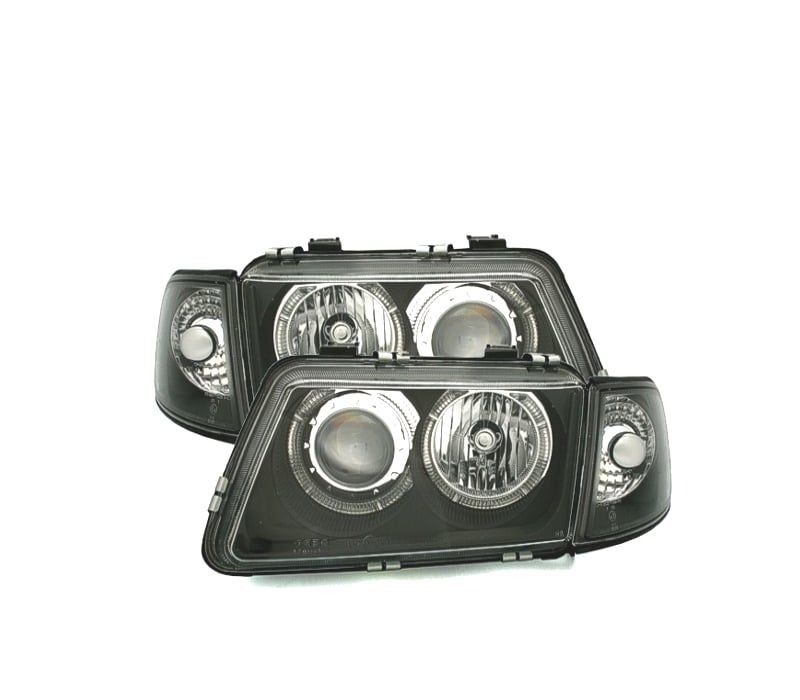 FARÓIS ANGEL EYES AUDI A3 8L 96-00 FUNDO PRETO H7