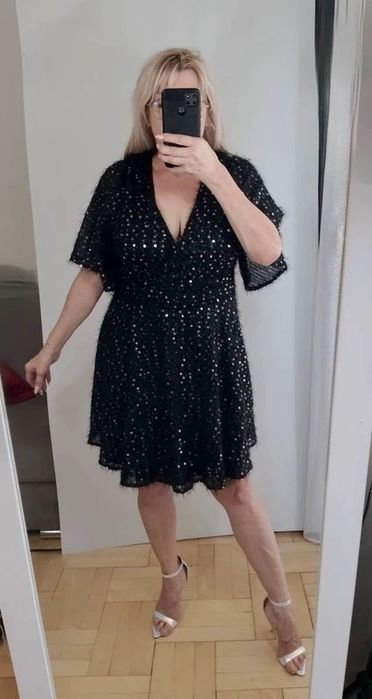 Sukienka cekinowa 48 czarna Boohoo nowa z metka