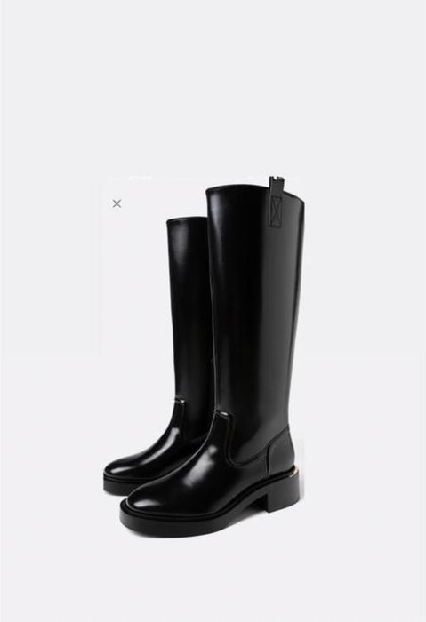 Жокейські  чорні чоботи з широкою халявою stradivarius