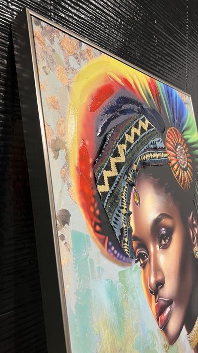 Tela colorida com moldura prata