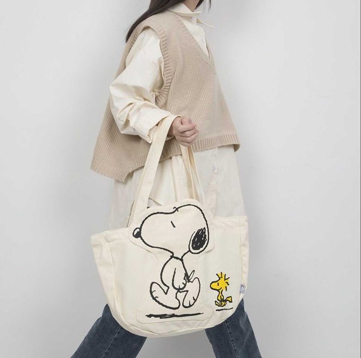 Mala/bolsa de lona original com estampa de desenho animado Snoppy