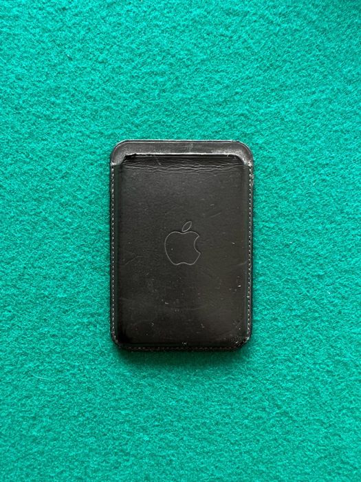 Apple wallet preta de pele