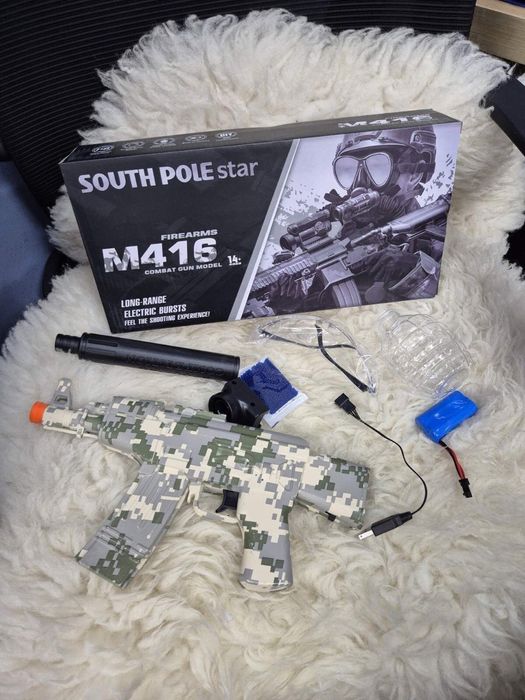 Karabin zabawkowy M416 na kulki żelowe – elektryczny, akumulator, zest