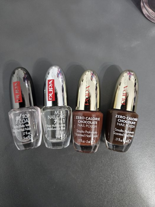 PUPA/lakiery czekoladowe+baza i żelowy top