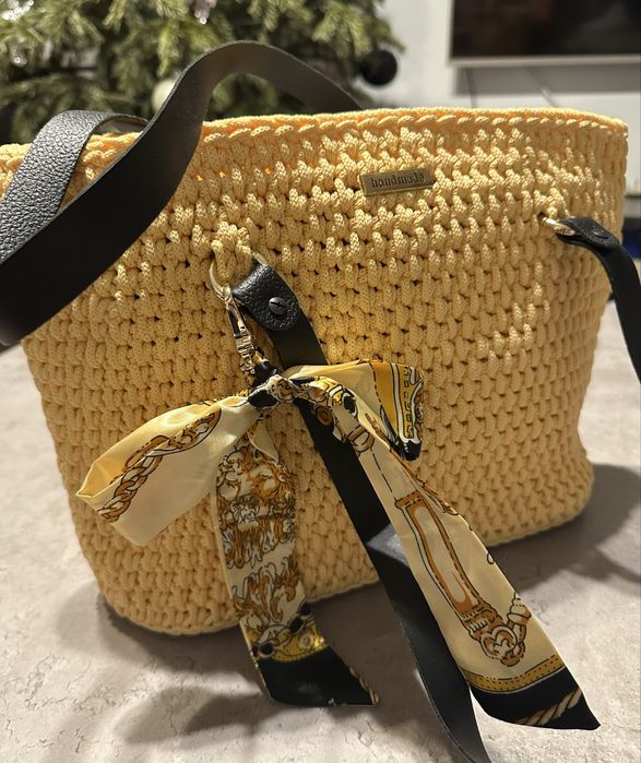 Torebka handmade hand made słomkowa pleciona ze sznurka