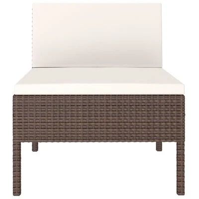 vidaXL Krzesła ogrodowe z poduszkami, 3 szt., polirattan, brązowe