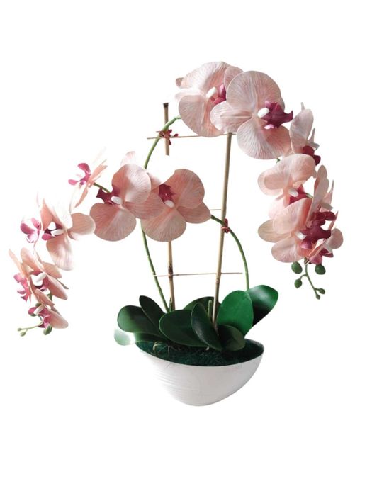 Storczyk Sztuczny Satynowy 2 pędy Duży Orchidea 60CM SILIKON GUMOWY