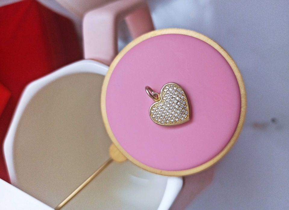 Zawieszka srebrna Lovely serce pozłacane PREZENT dla Żony/Córki/Mamy