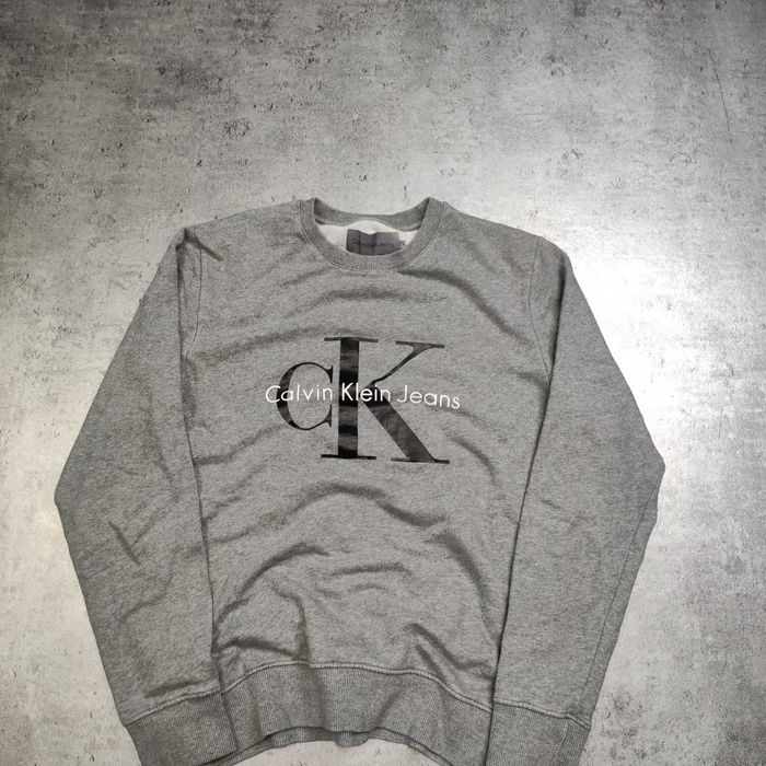 MĘSKA Bluza PREMIUM Bawełna Duże Logo CK Calvin Klein Jeans Szara
