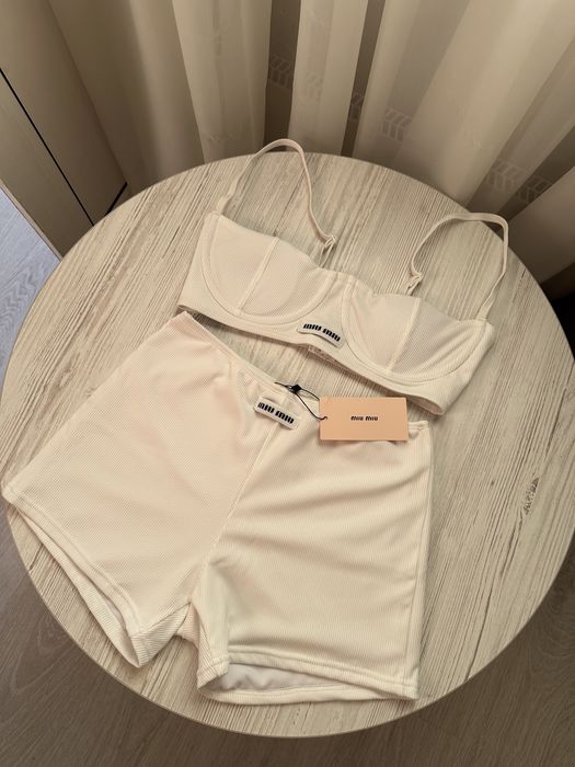 Нижня білизна Miu miu комплект белья Миу миу белое комлект білизни міу