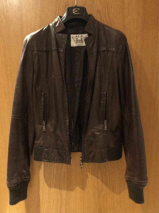 Blusão de pele castanho escuro da Aprile Leather Jeans