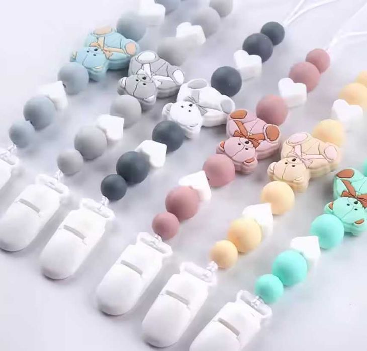 Prendedor de Chupeta Silicone Ursinho